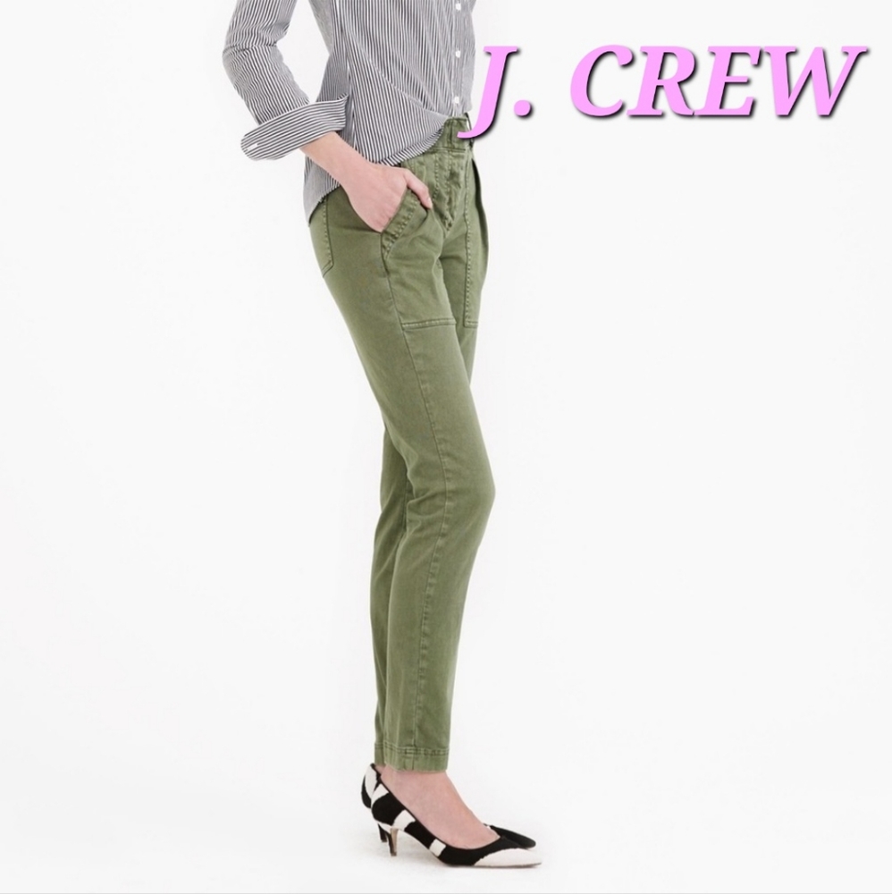 J. Crew Toothpick Skinny Cargo Pants In Army Green